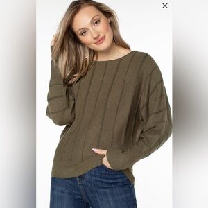 Liverpool Los Angeles Women’s Crewneck Dolman Myrtle Heather Green Sweater Top